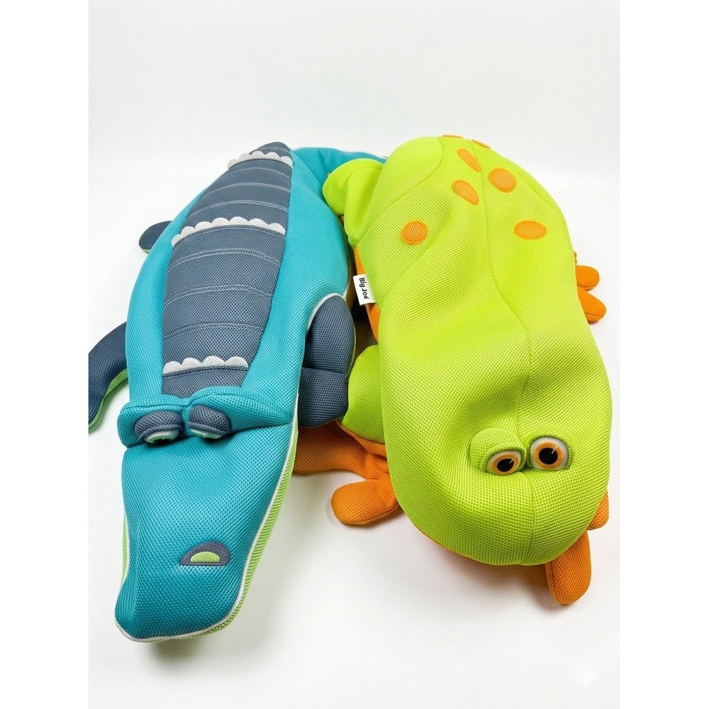 Big Joe Pool Petz Lot of 2 - Large Alligator & Frog Mesh Bead-Filled Pool Floats